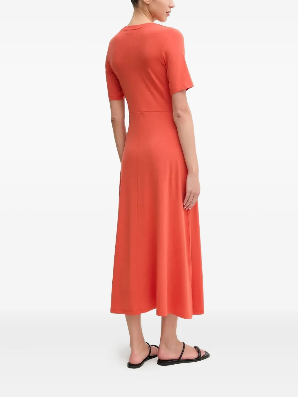 Marc O'polo Short-sleeve A-line Midi Dress In Red