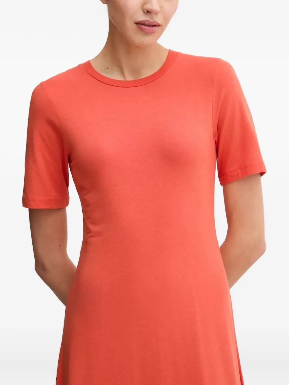 Marc O'polo Short-sleeve A-line Midi Dress In Red