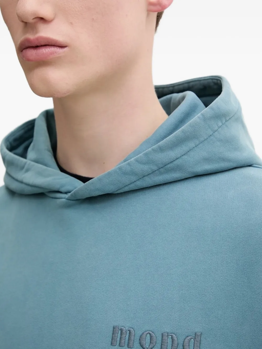 Marc O'Polo logo-embroidered hoodie Blauw