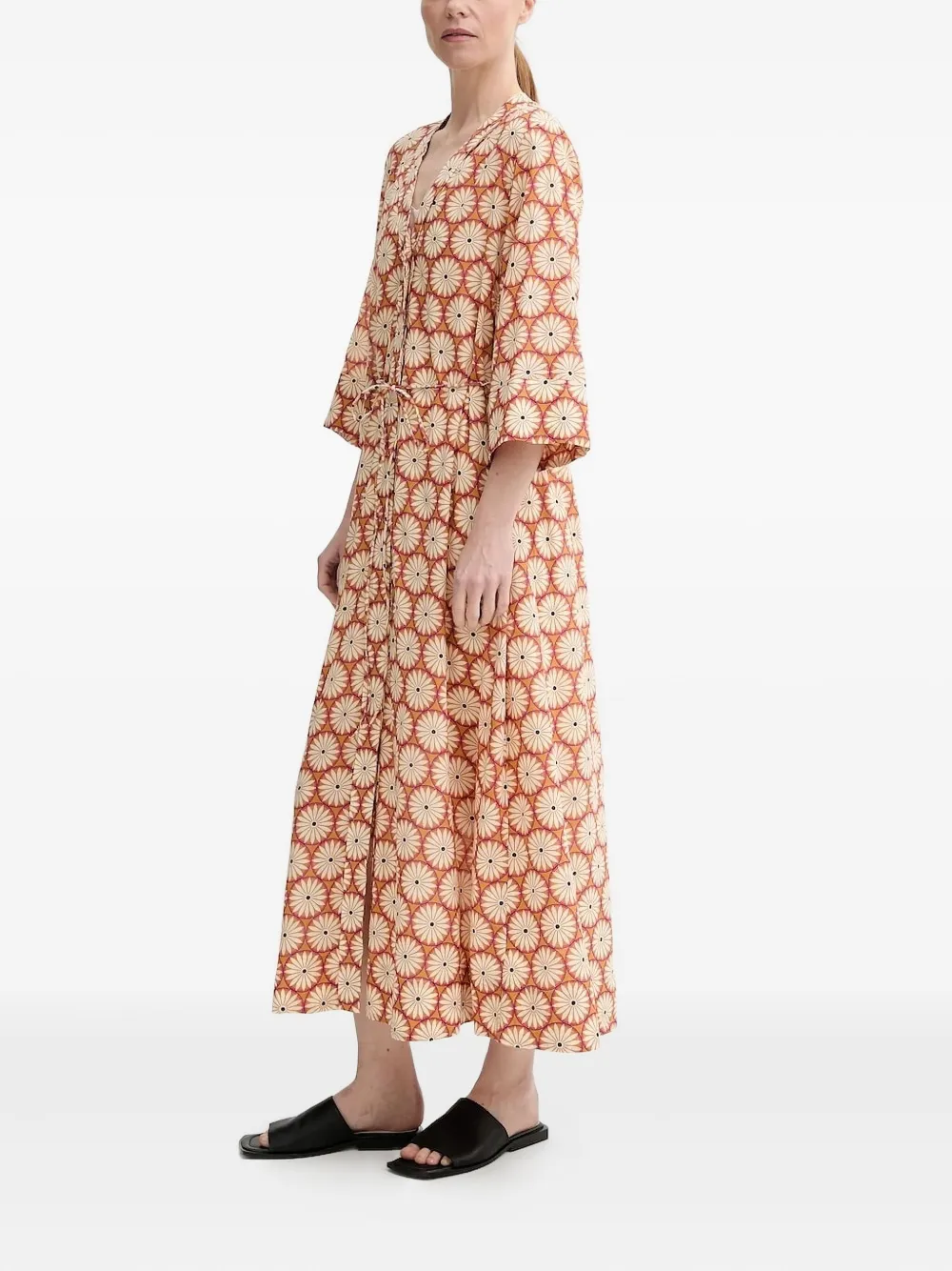 Marc O'Polo floral-print belted maxi dress Oranje
