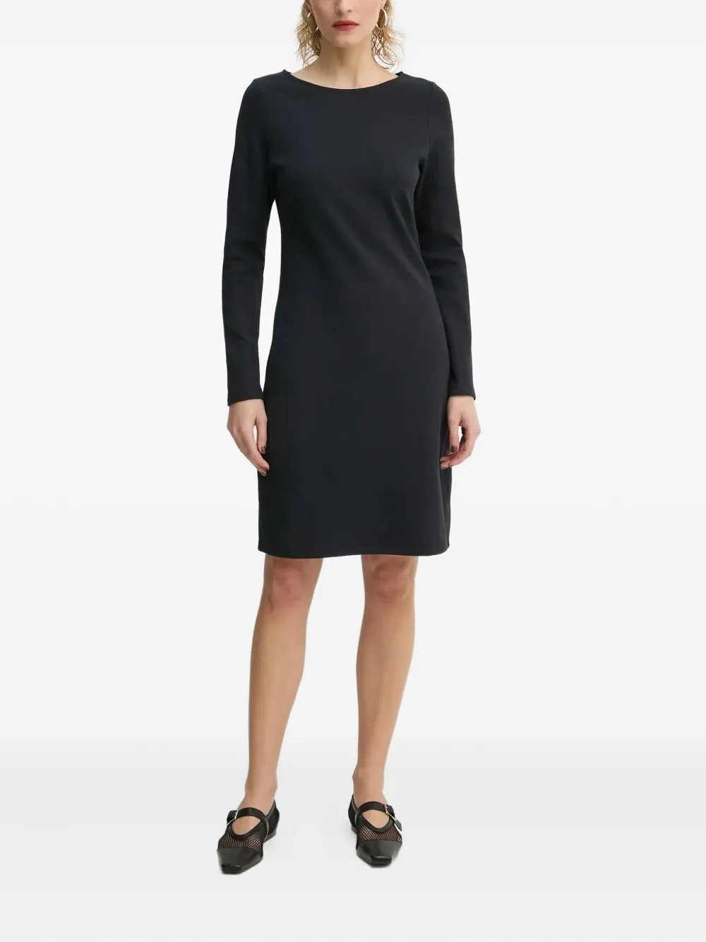 Marc O'polo Long-sleeve Crew-neck Mini Dress In Blue