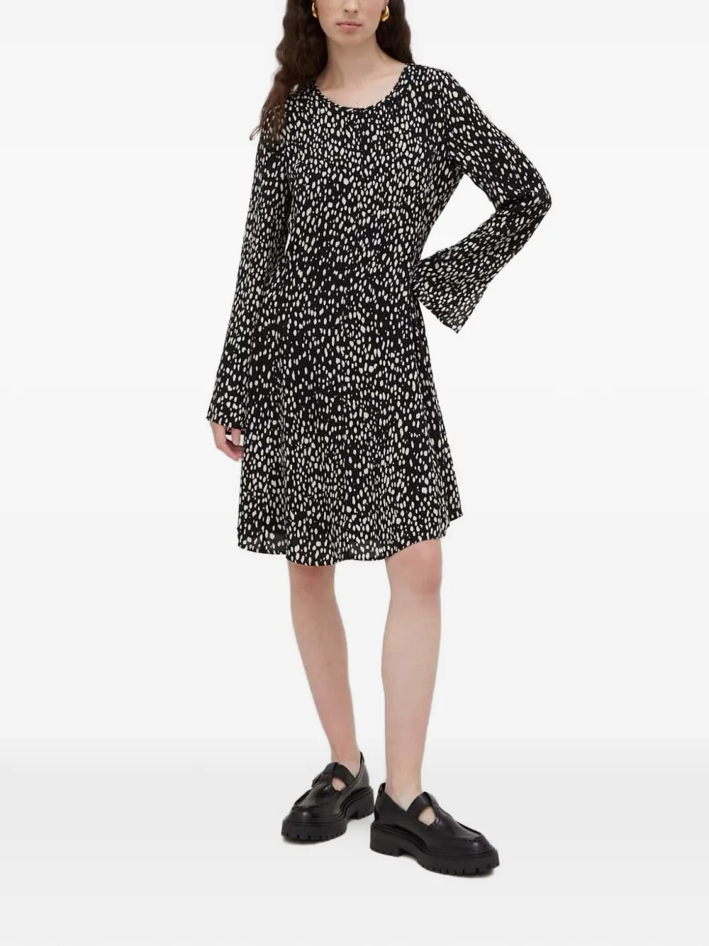 Marc O'Polo Mini-jurk met print en lange mouwen Zwart