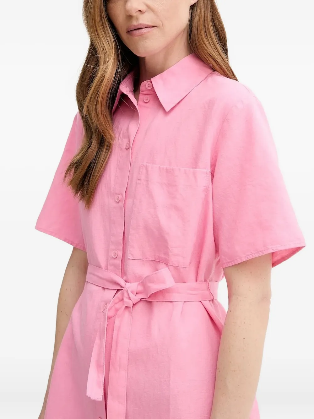 Marc O'Polo Mini-blousejurk met ceintuur en korte mouwen Roze