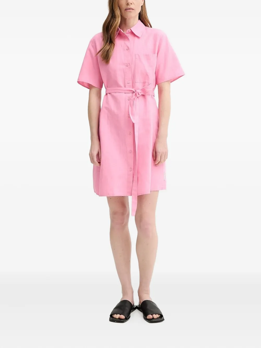 Marc O'Polo Mini-blousejurk met ceintuur en korte mouwen Roze