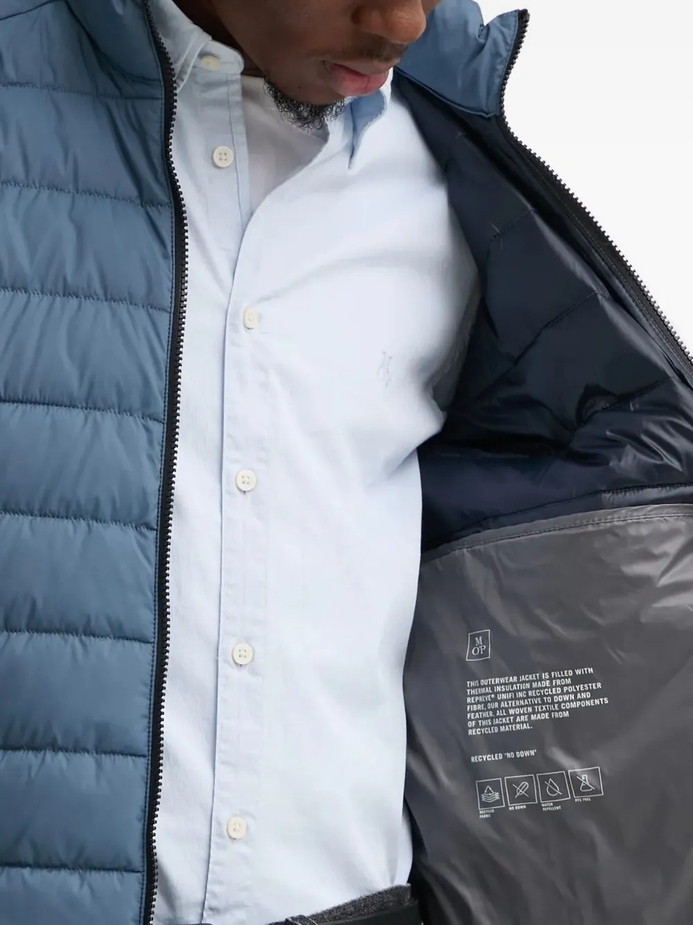 Marc O'Polo quilted high-neck padded jacket Blauw