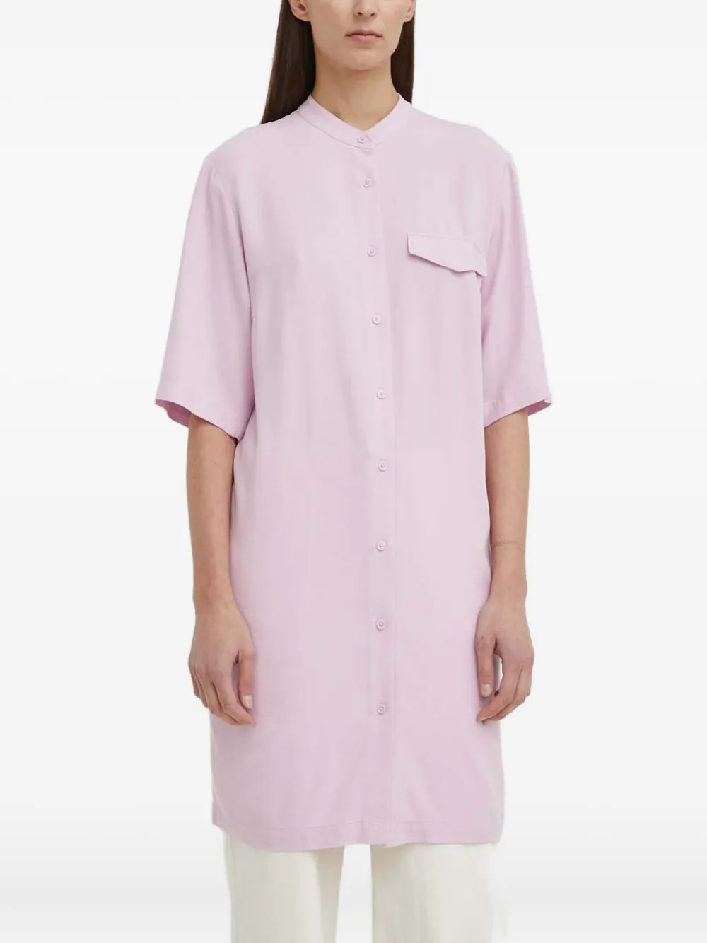 Marc O'polo Short-sleeve Midi Shirt Dress In Pink