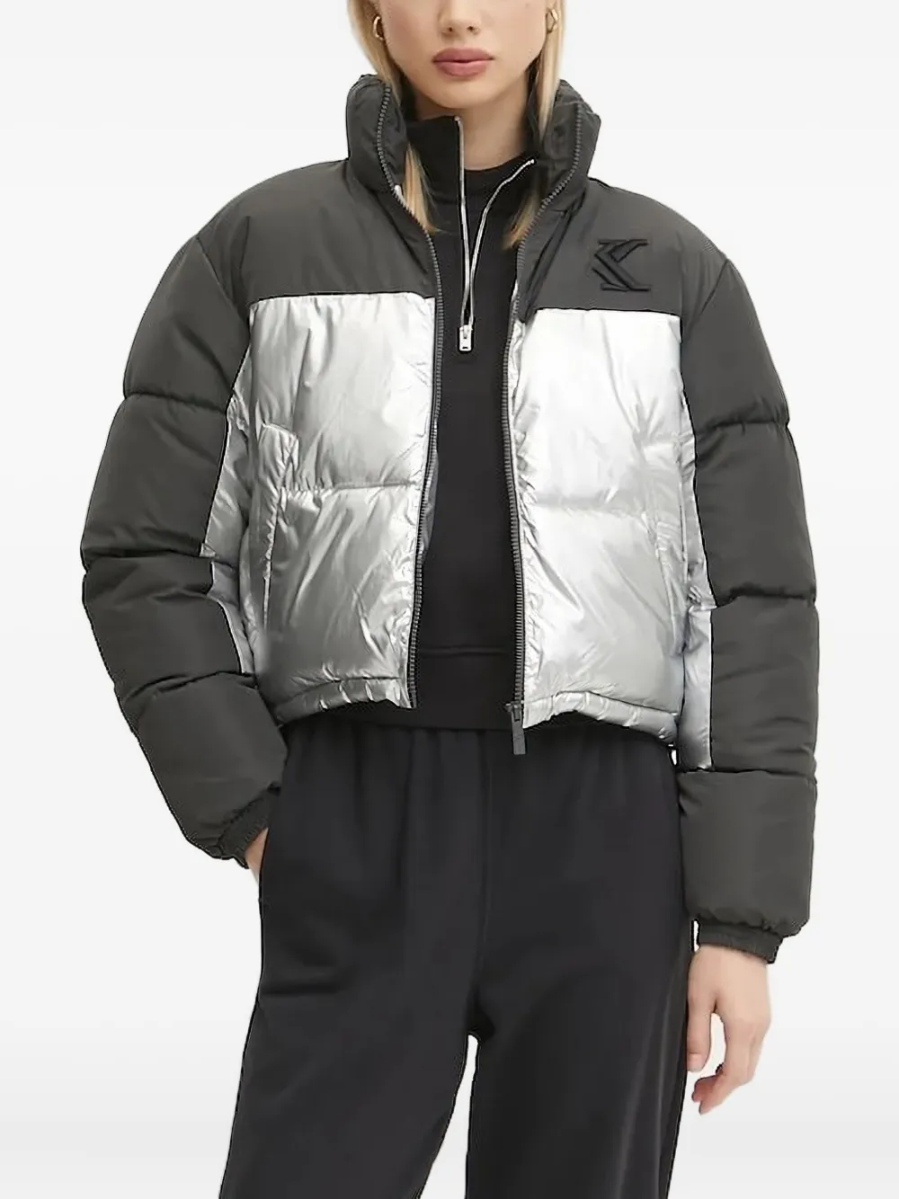 karl kani メタリックパネル パデッドジャケット - シルバートーン karl kani メタリックパネル パデッドジャケット - シルバートーン