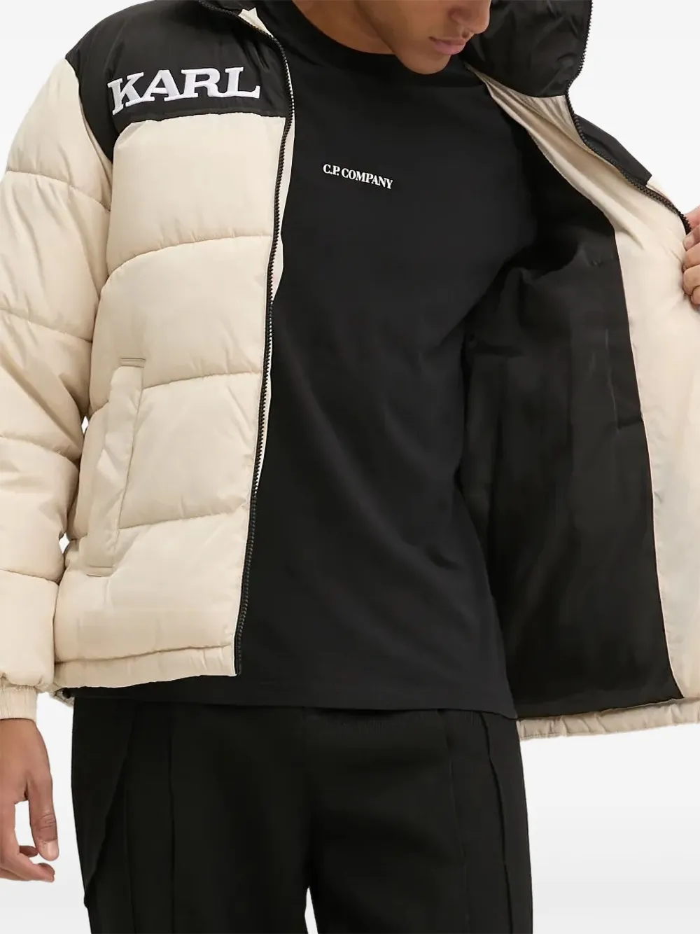 Karl kani Donsjack met colourblocking Beige