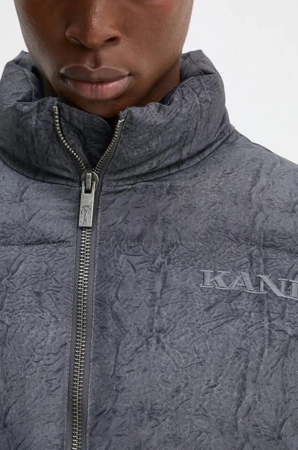 Karl Kani Quilted Puffer Jacket In Gray