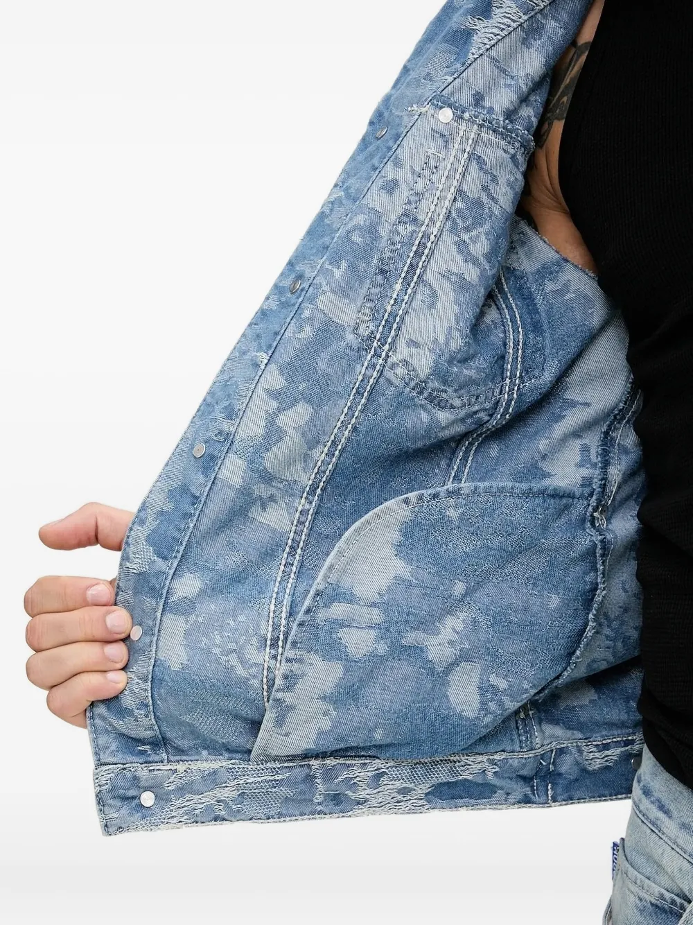 karl kani wash-effect denim jacket Blauw