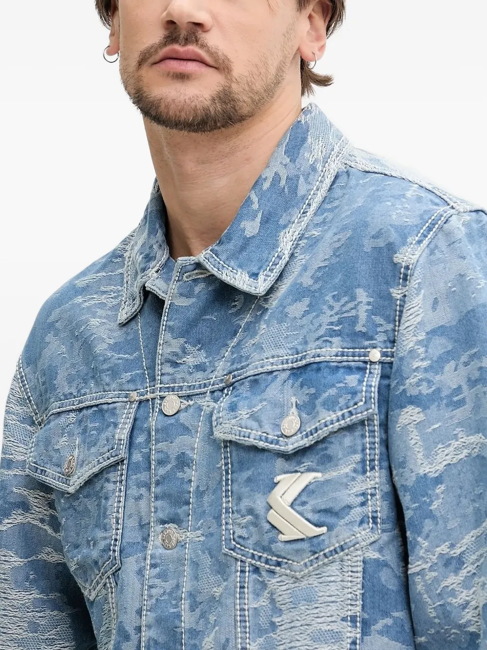 karl kani wash-effect denim jacket Blauw
