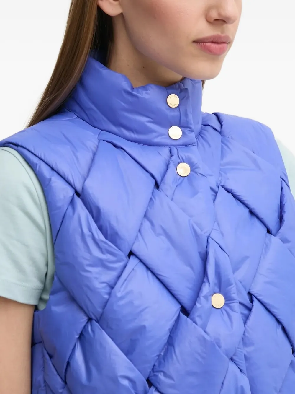 Joop! Vroni quilted high-neck gilet Blauw