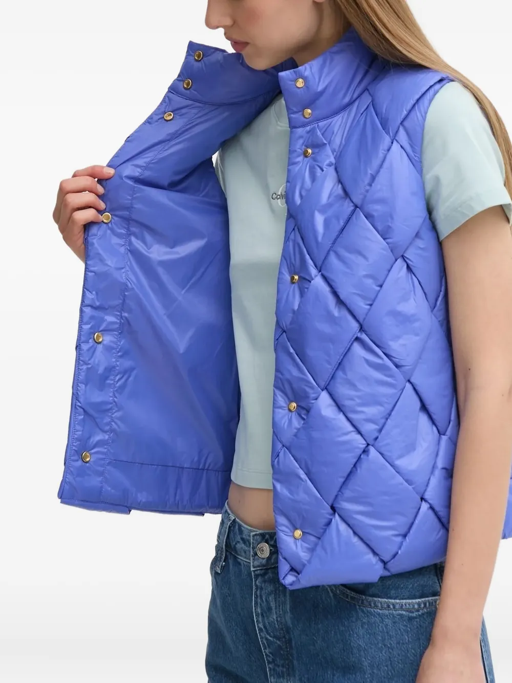 Joop! Vroni quilted high-neck gilet Blauw
