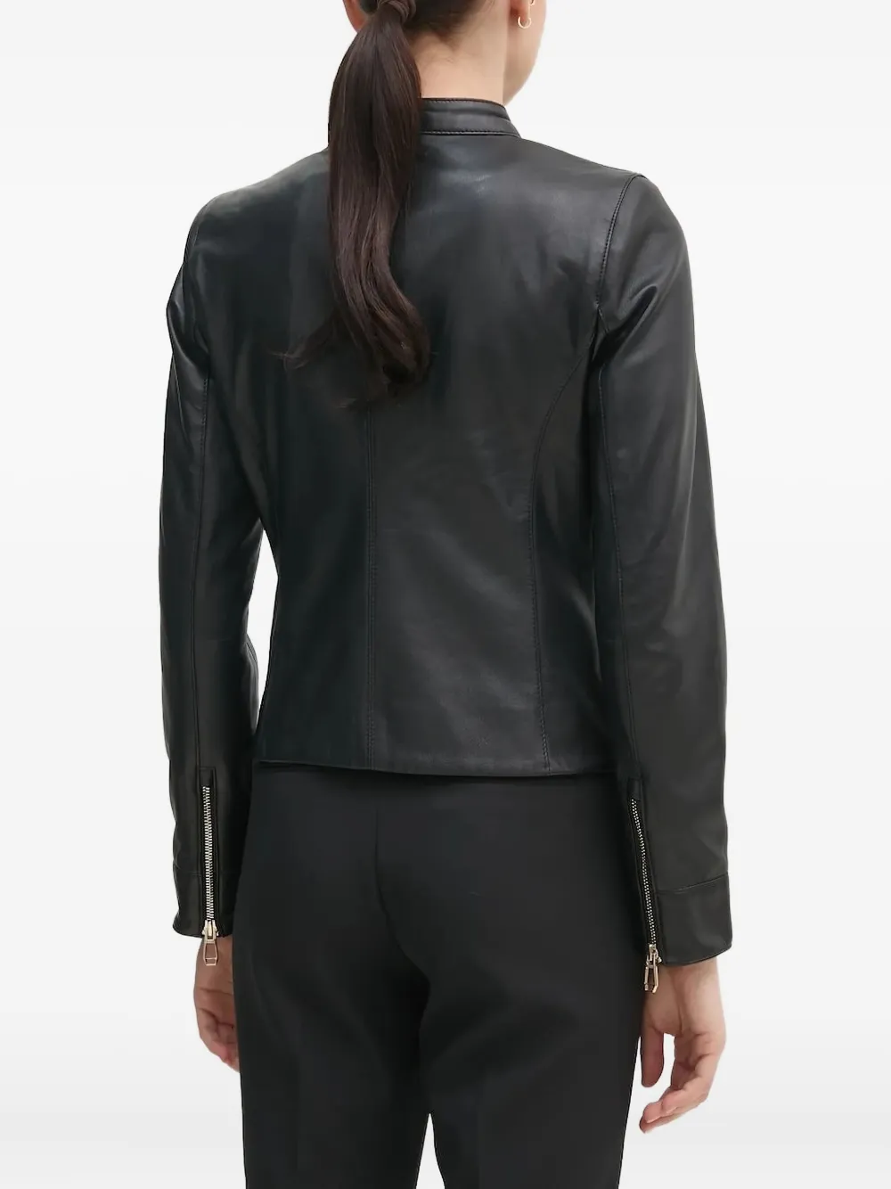 Joop! Asymmetrisch leren jack Zwart