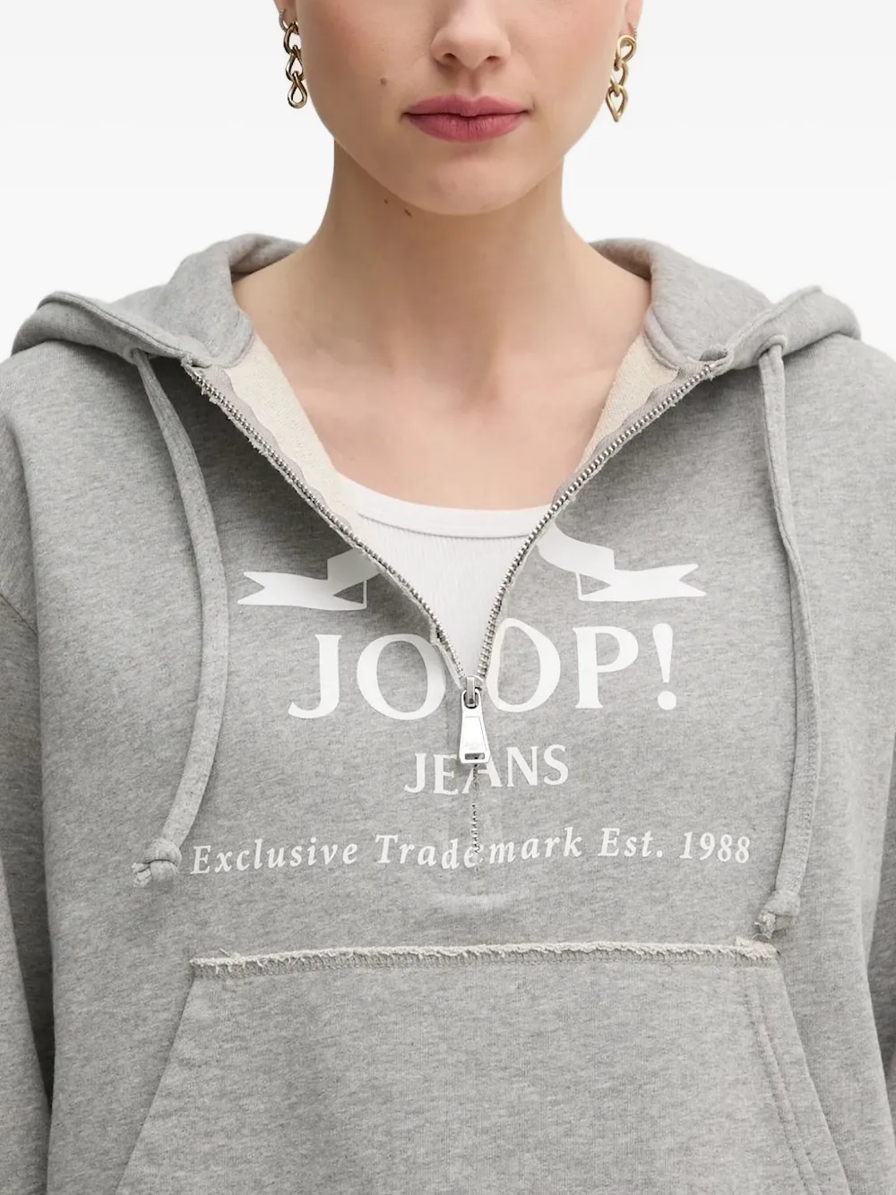 Joop! logo-print hoodie Grijs