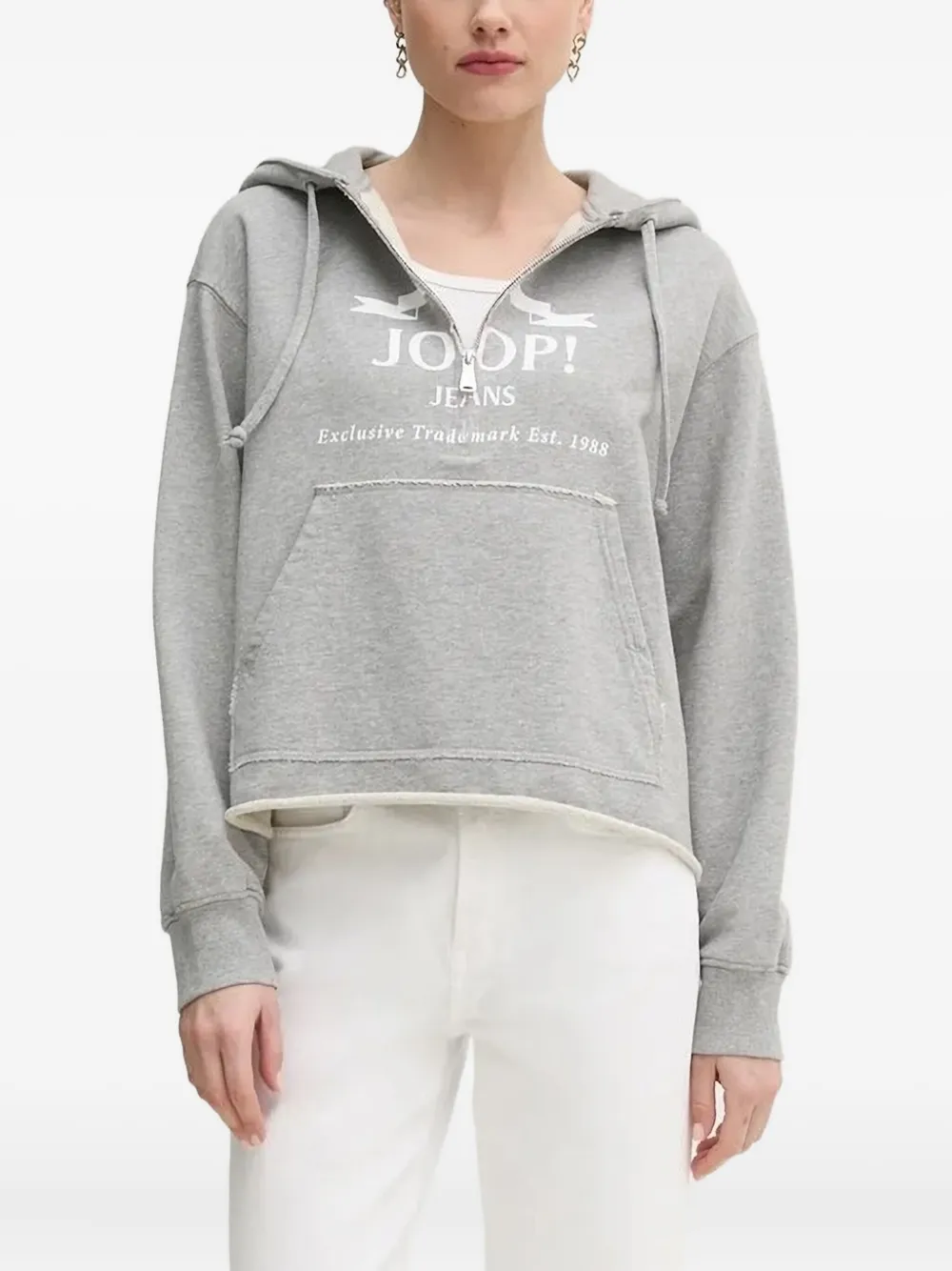 Joop! logo-print hoodie Grijs