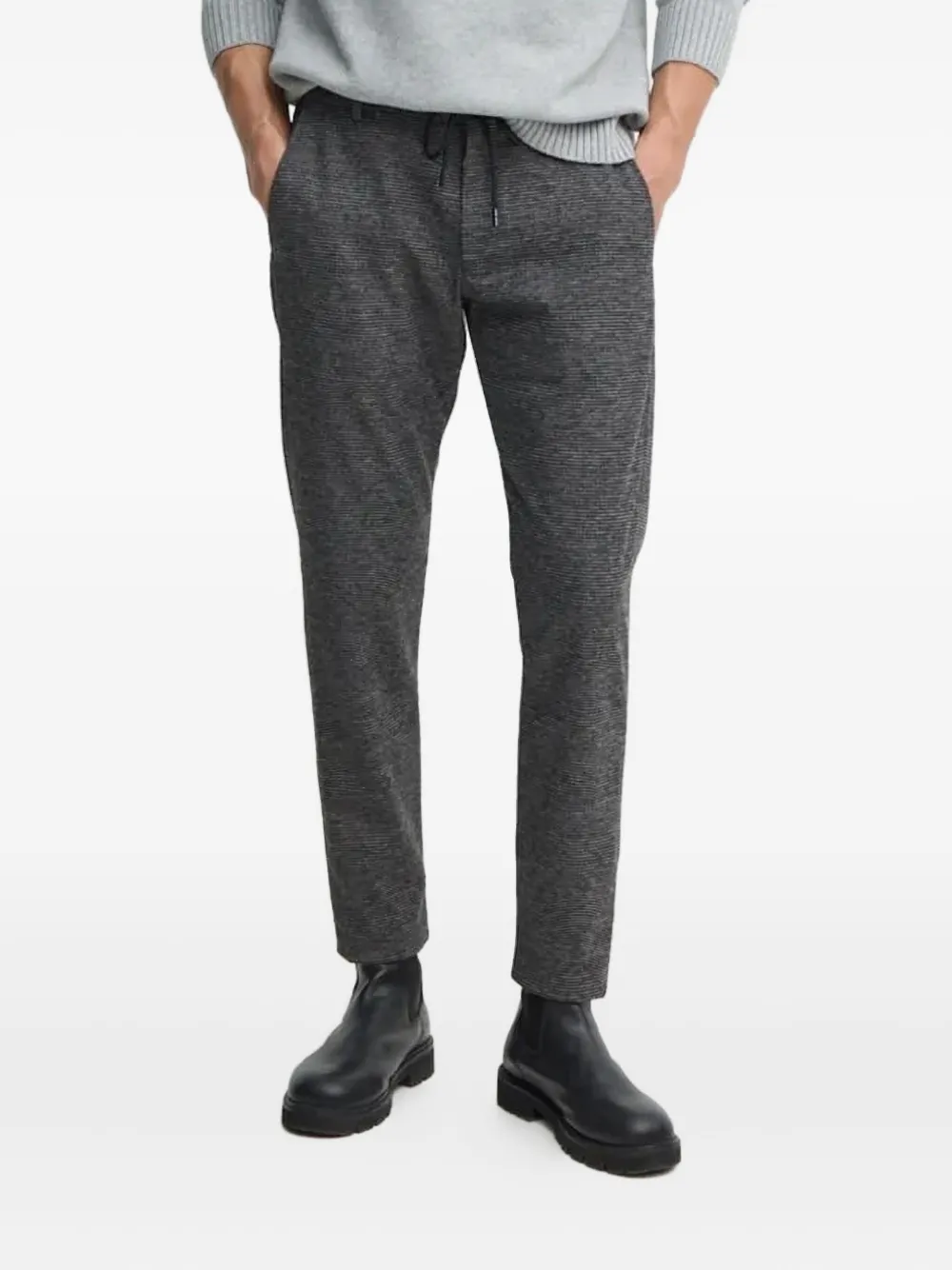 Joop Drawstring Nailshead Trousers In Gray