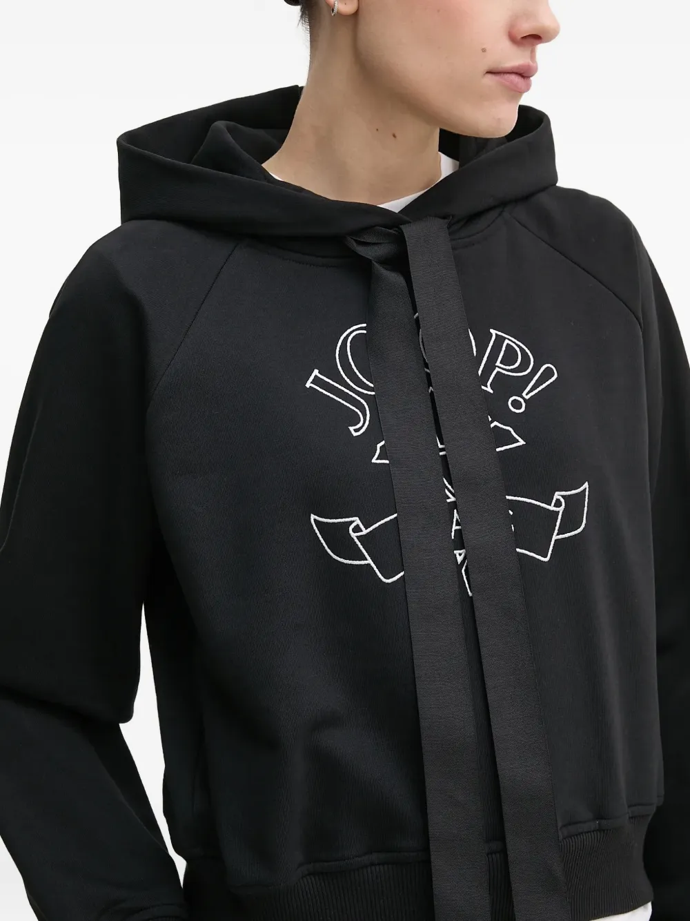 Joop Drawstring Cotton Hoodie In Black