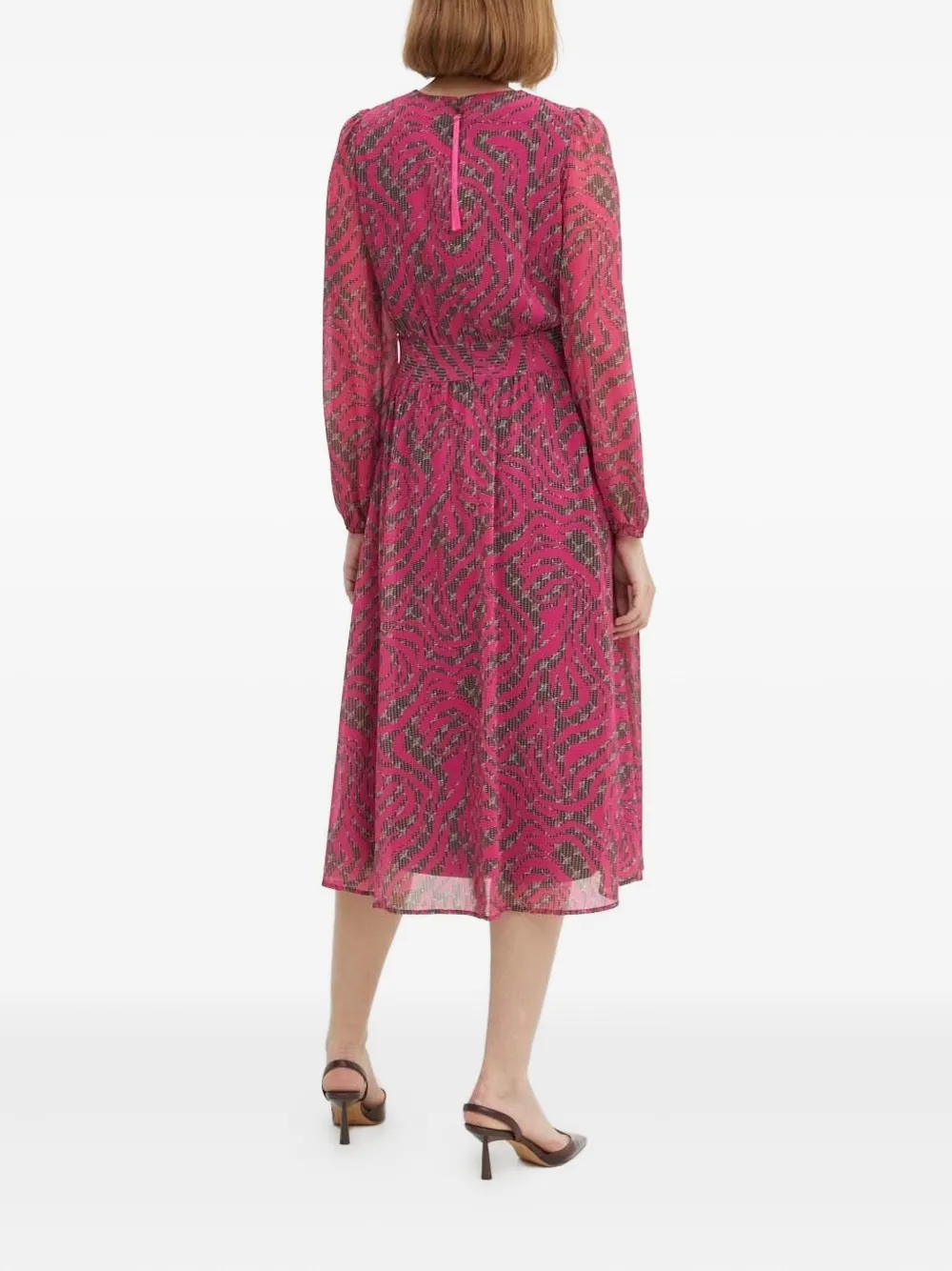 Joop! Midi-jurk met abstracte print en gewikkelde hals Roze