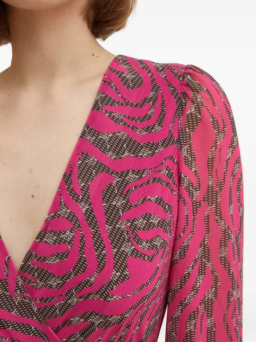 Joop! Midi-jurk met abstracte print en gewikkelde hals Roze