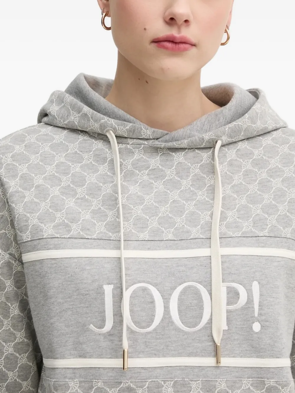 Joop! Cornflower hoodie met logodetail Grijs