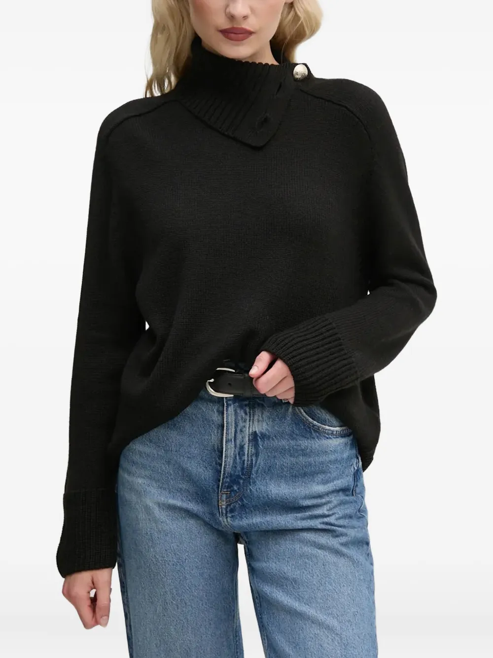 Joop! high-neck button-detail sweater | Black | Image 1