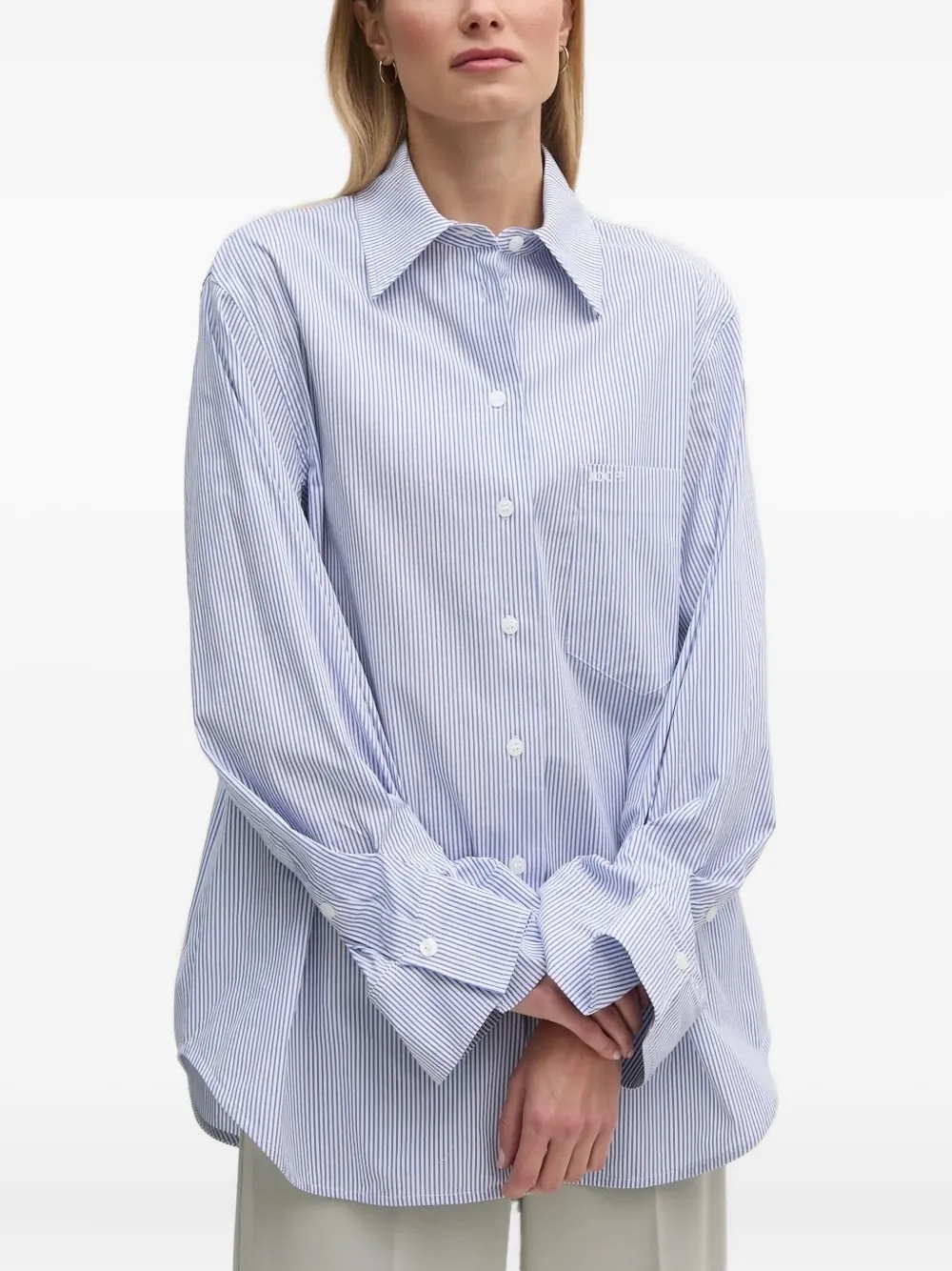 Joop! Gestreept katoenen blouse - Blauw
