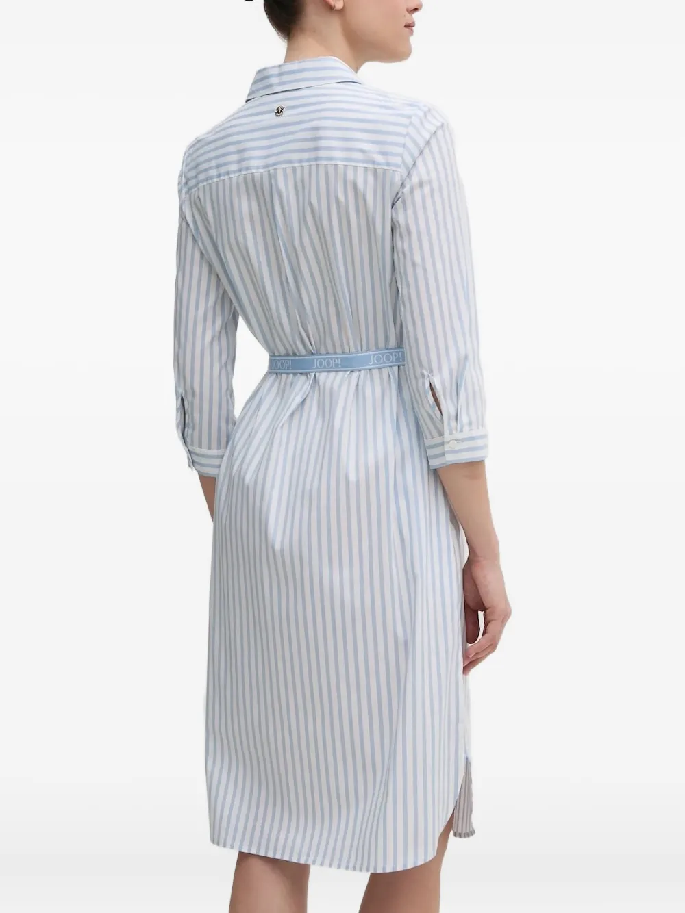 Joop! Dominique striped-belted shirt midi dress - Wit
