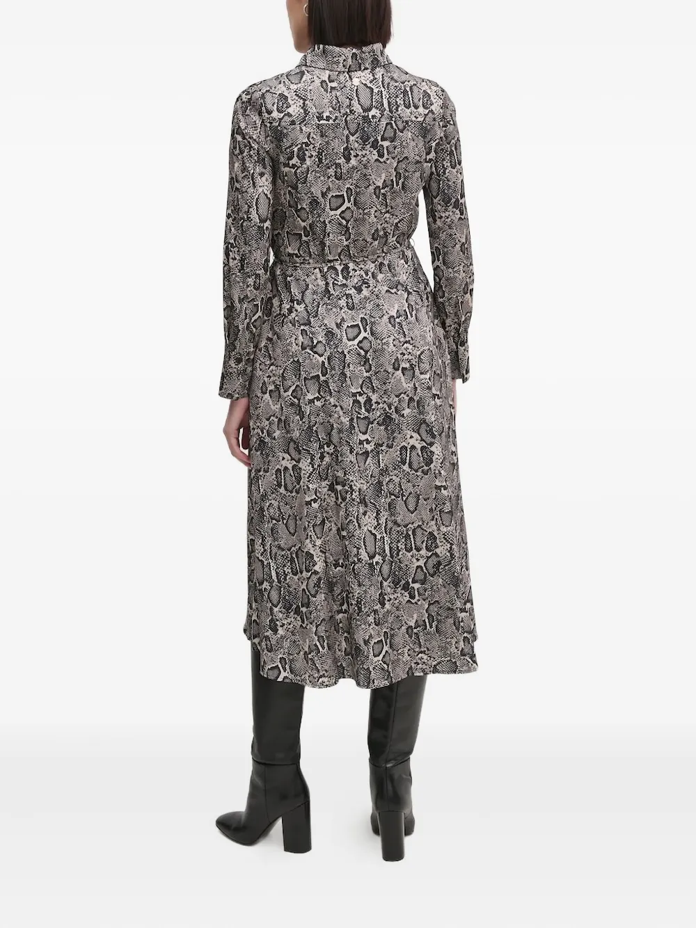 Joop! snakeskin-print belted shirt midi dress - Bruin