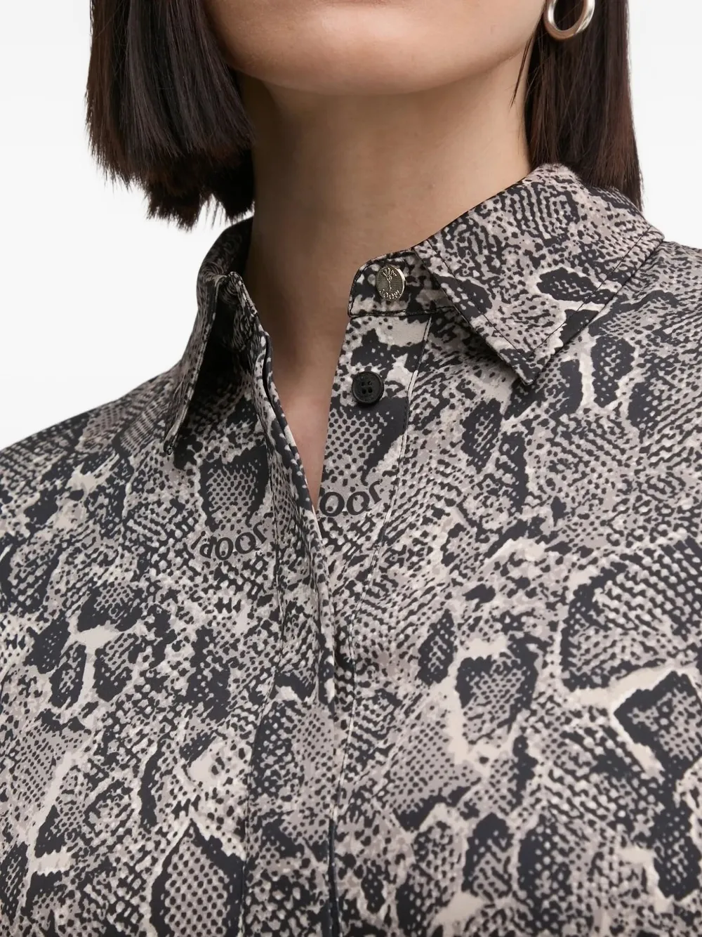 Joop Snakeskin-print Belted Shirt Midi Dress In Multi