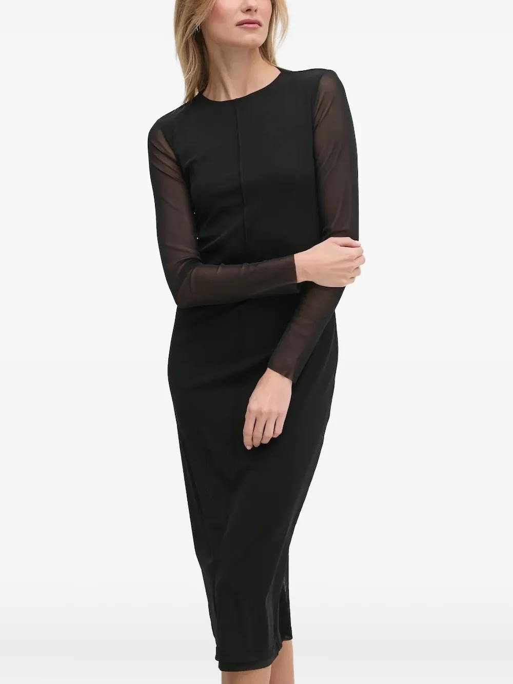 Joop! mesh-insert midi dress Zwart