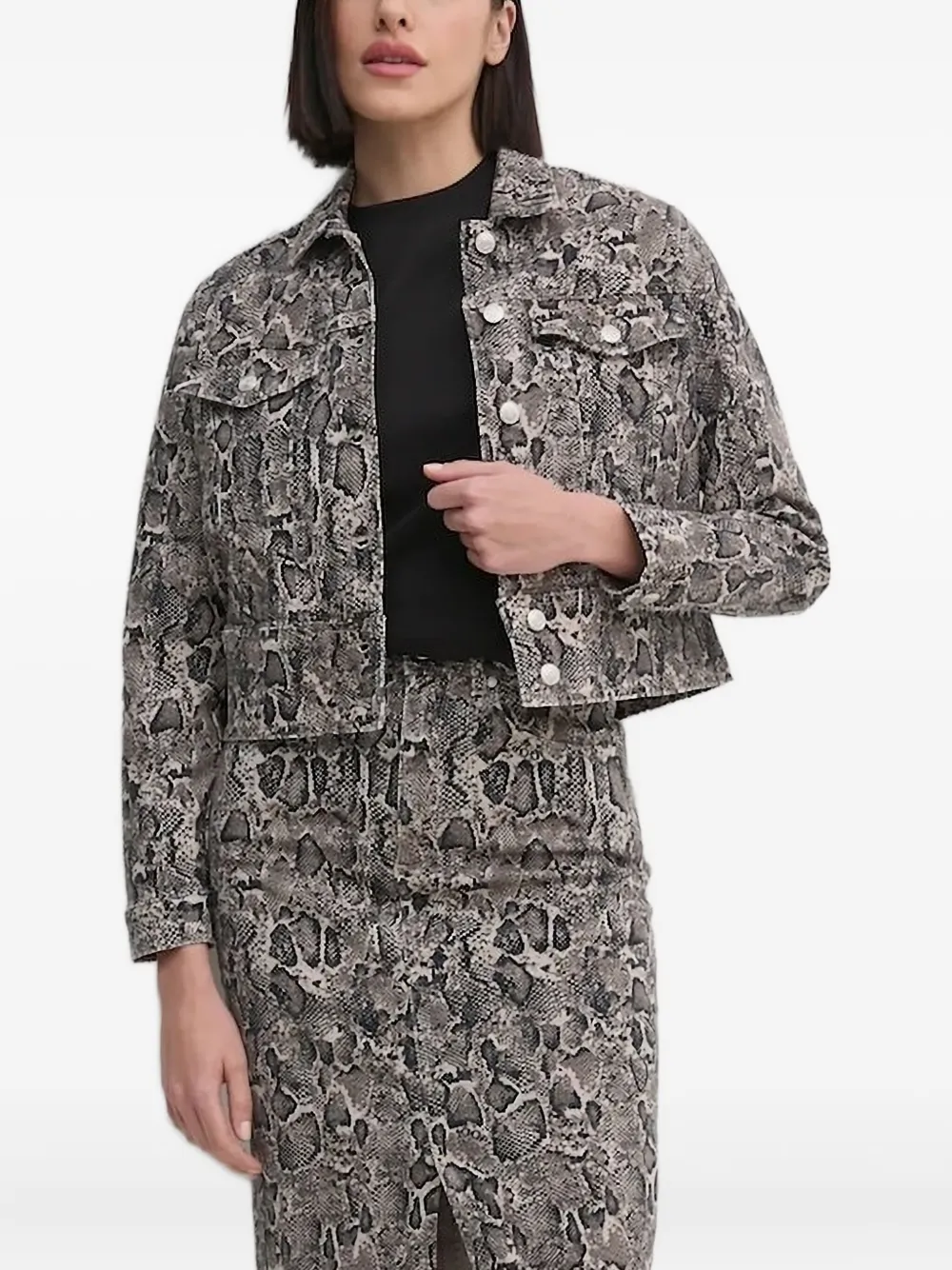 Joop Snake-print Denim Jacket In Gray