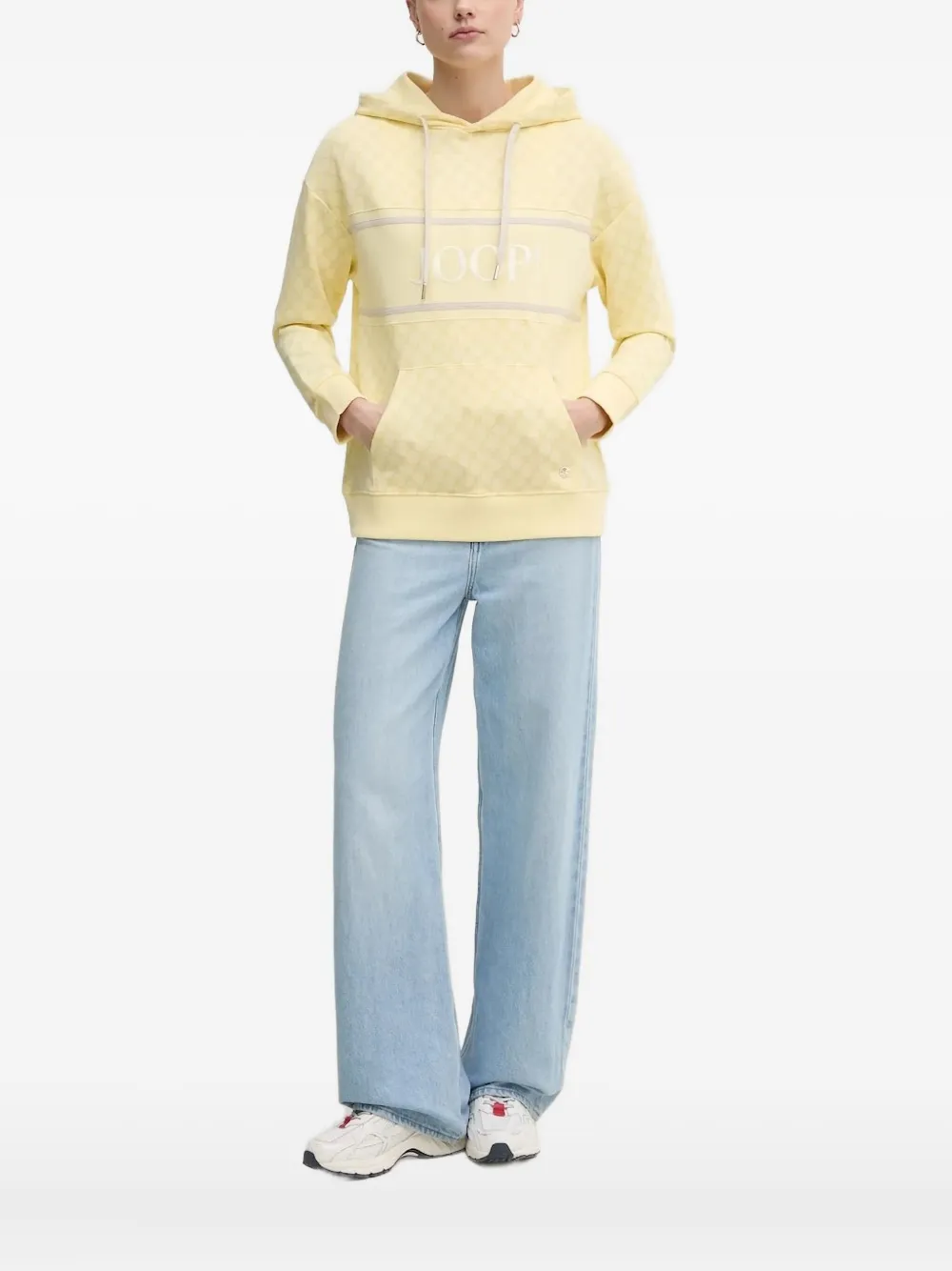 Joop! Hoodie verfraaid met patroon en logo Geel