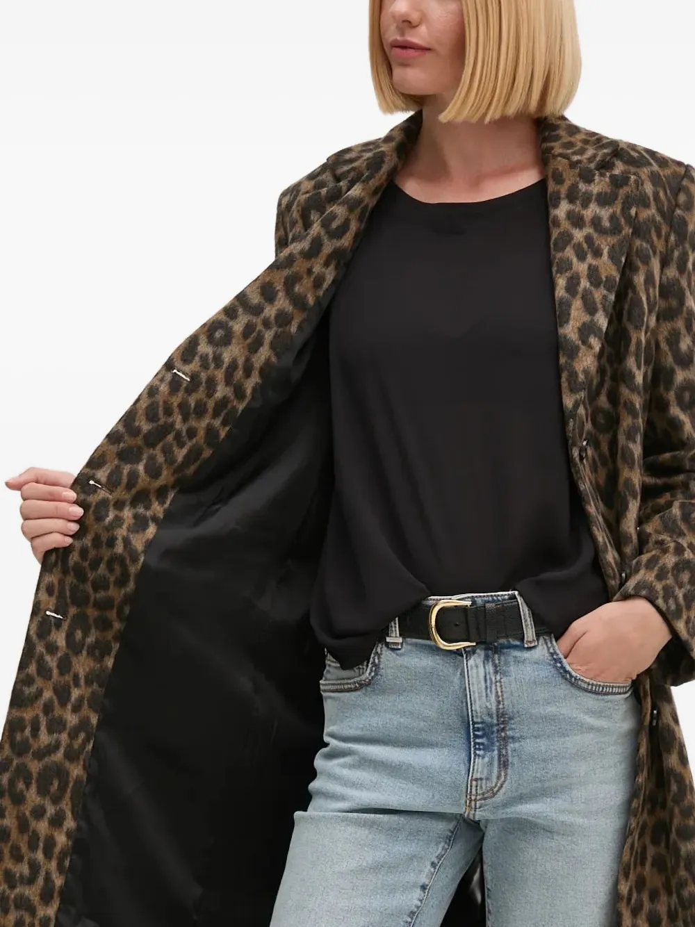 Joop Leopard-print Notched-lapel Coat In Burgundy