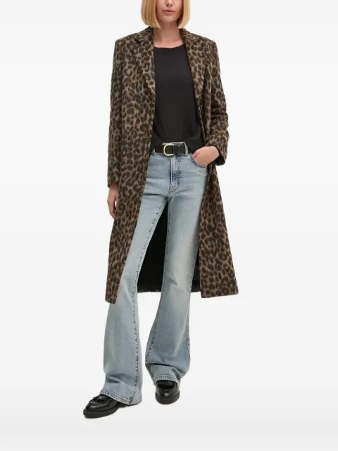 Joop! leopard-print notched-lapel coat