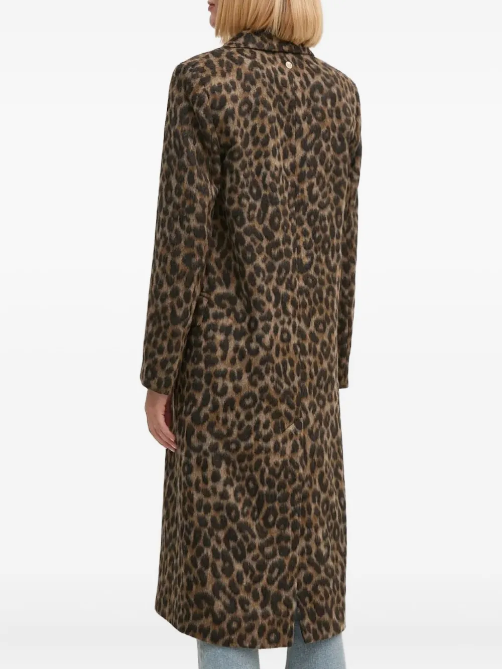 Joop Leopard-print Notched-lapel Coat In Burgundy