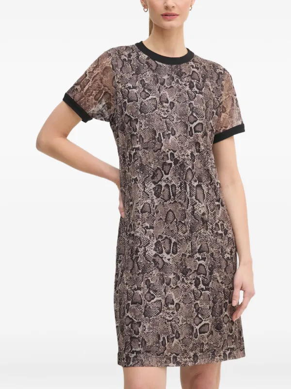 Joop! Snakeskin-Print Mesh Dress - Brown