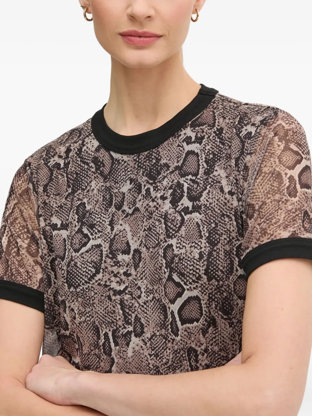 Joop Snakeskin-print Mesh Dress In Gray