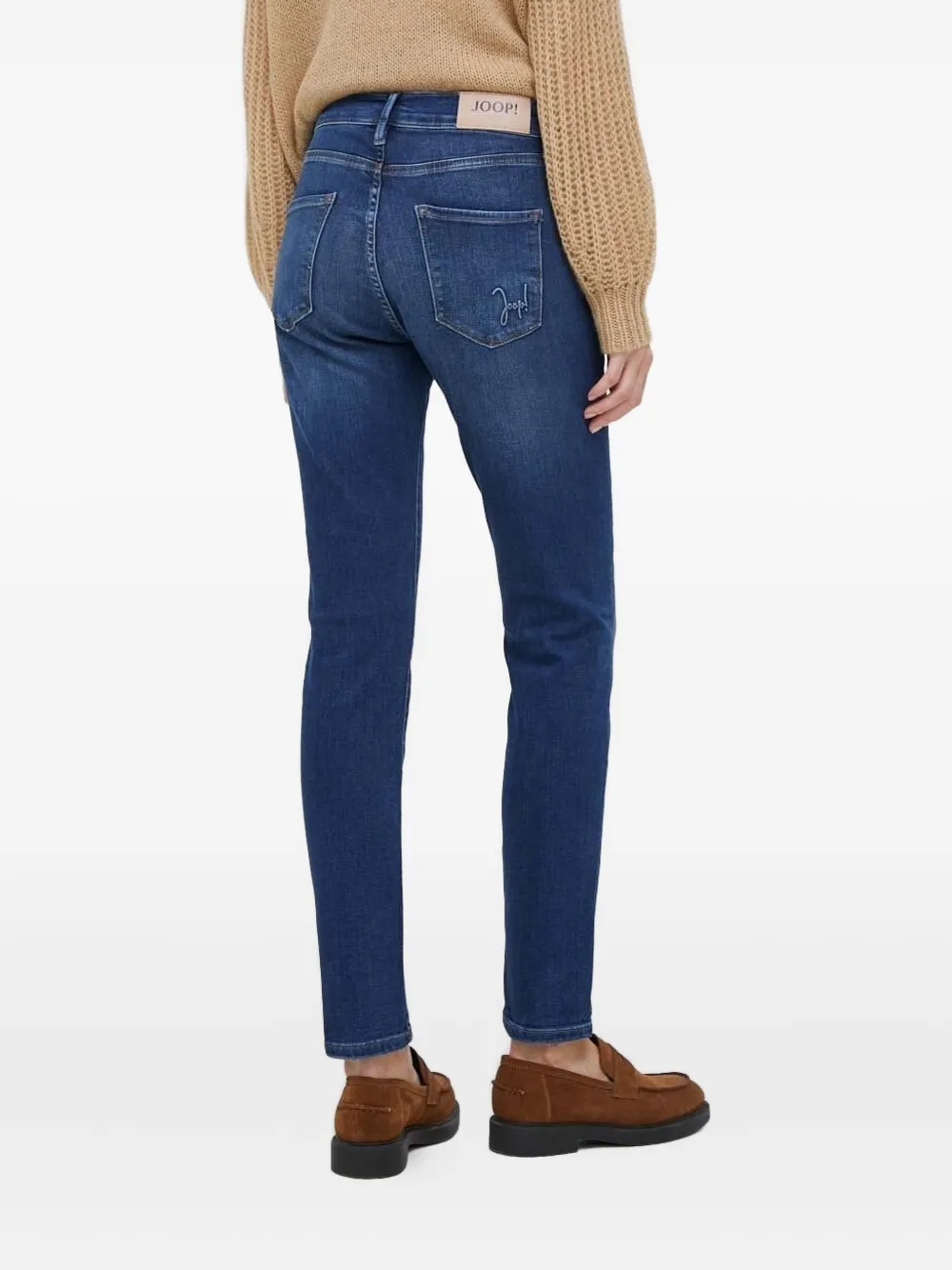 Joop! Jeans met geborduurd logo en vijf zakken Blauw