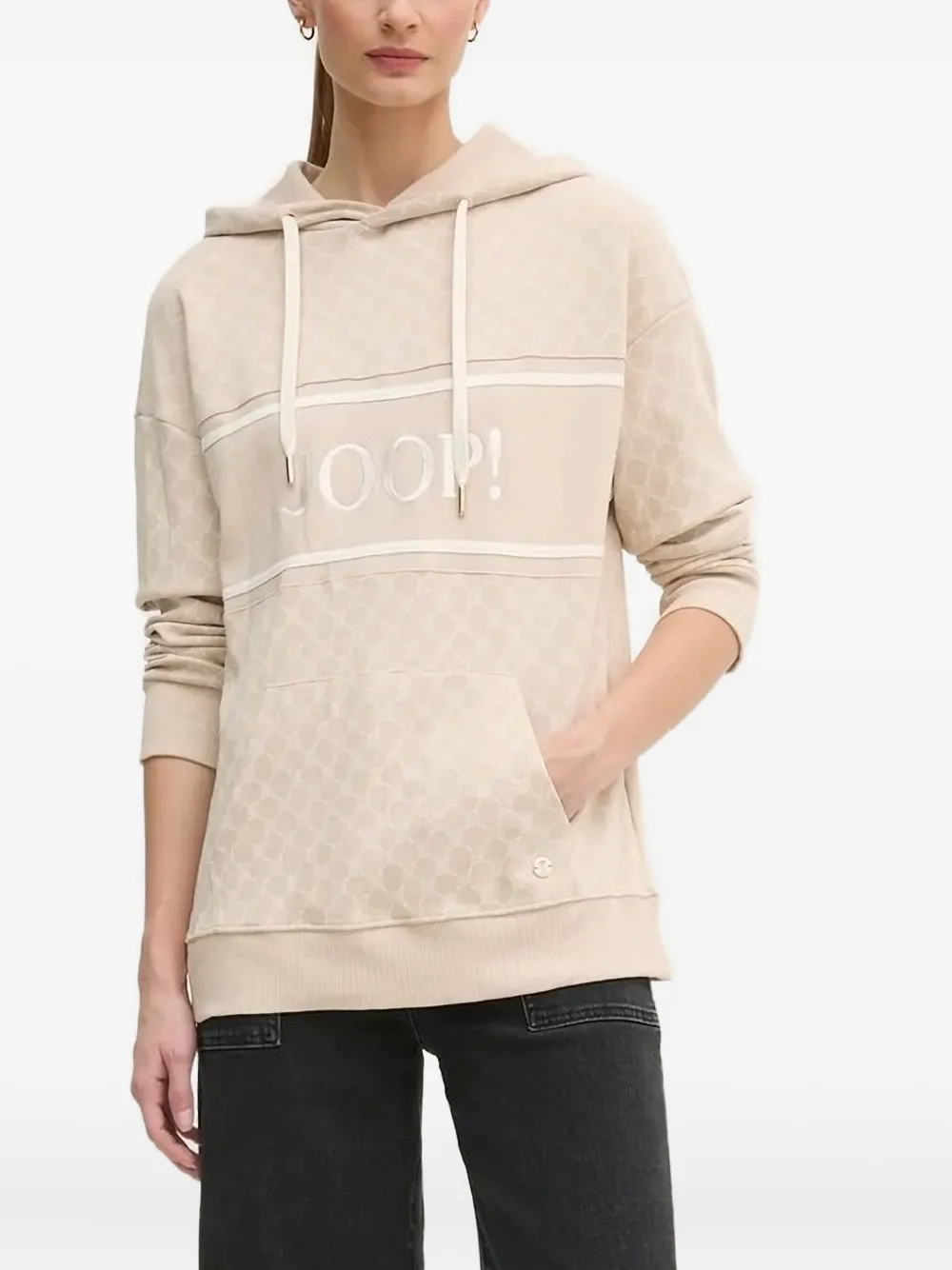 Joop Monogram-pattern Hoodie In Neutral