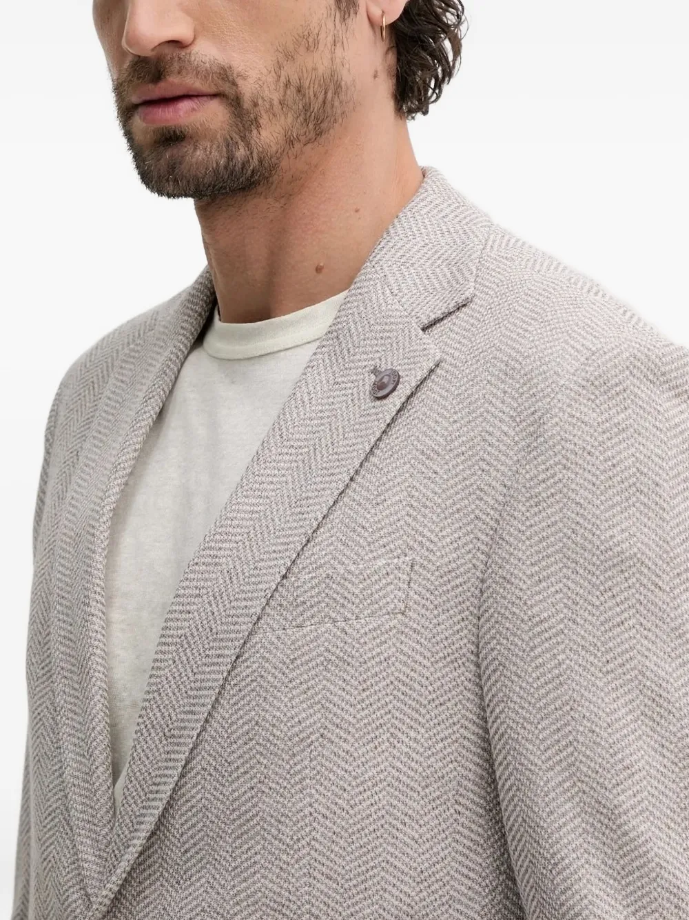 Joop Herringbone-pattern Blazer In Gray