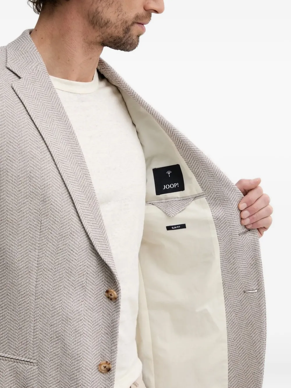 Joop Herringbone-pattern Blazer In Gray