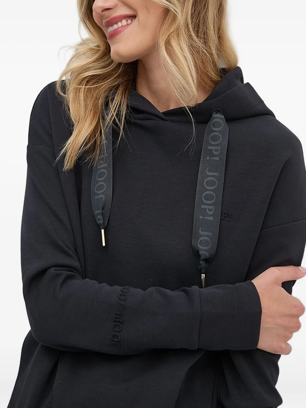 Joop! Tasta sweater met capuchon en logolint Blauw
