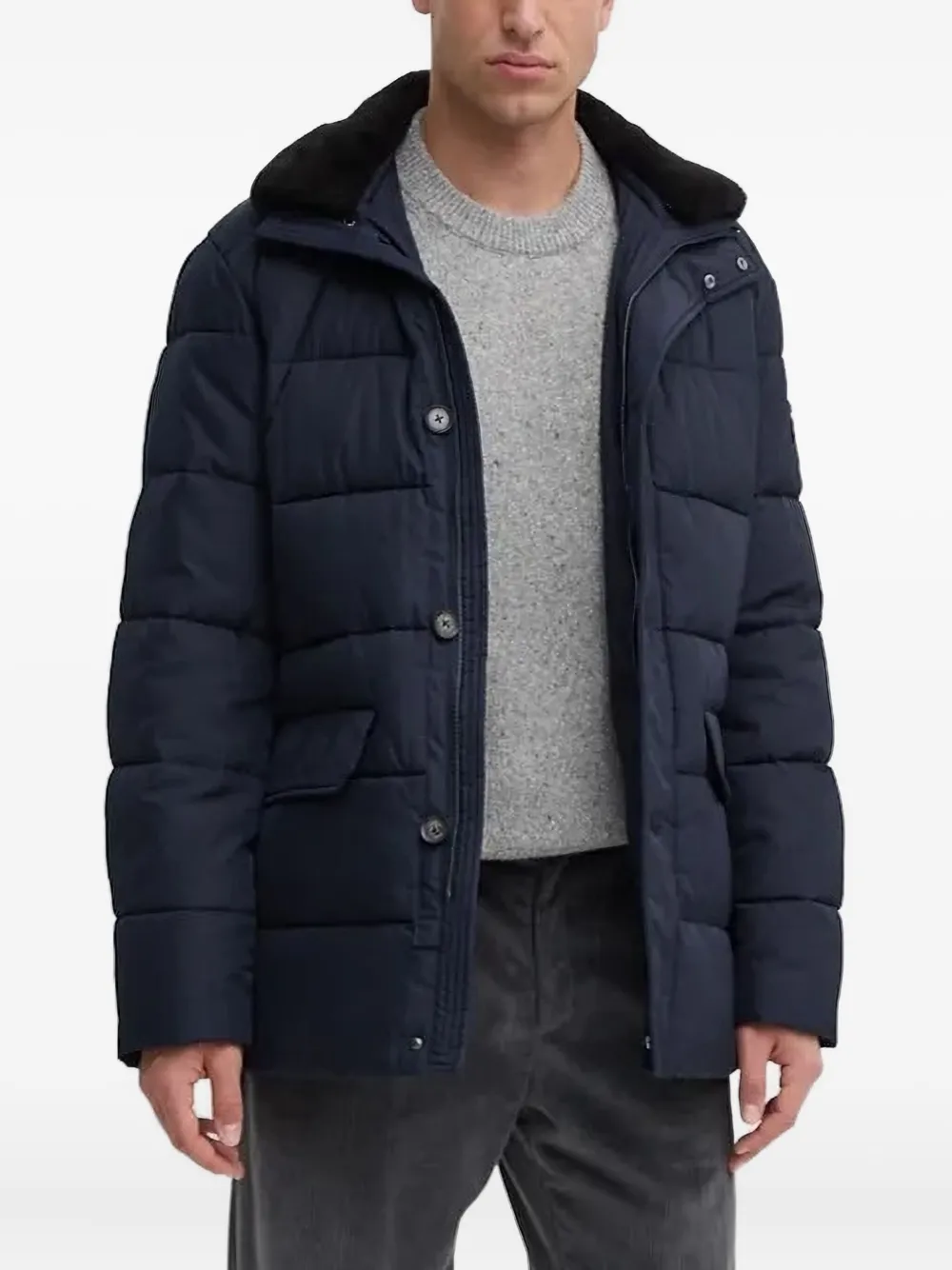 Joop! quilted hooded jacket Blauw