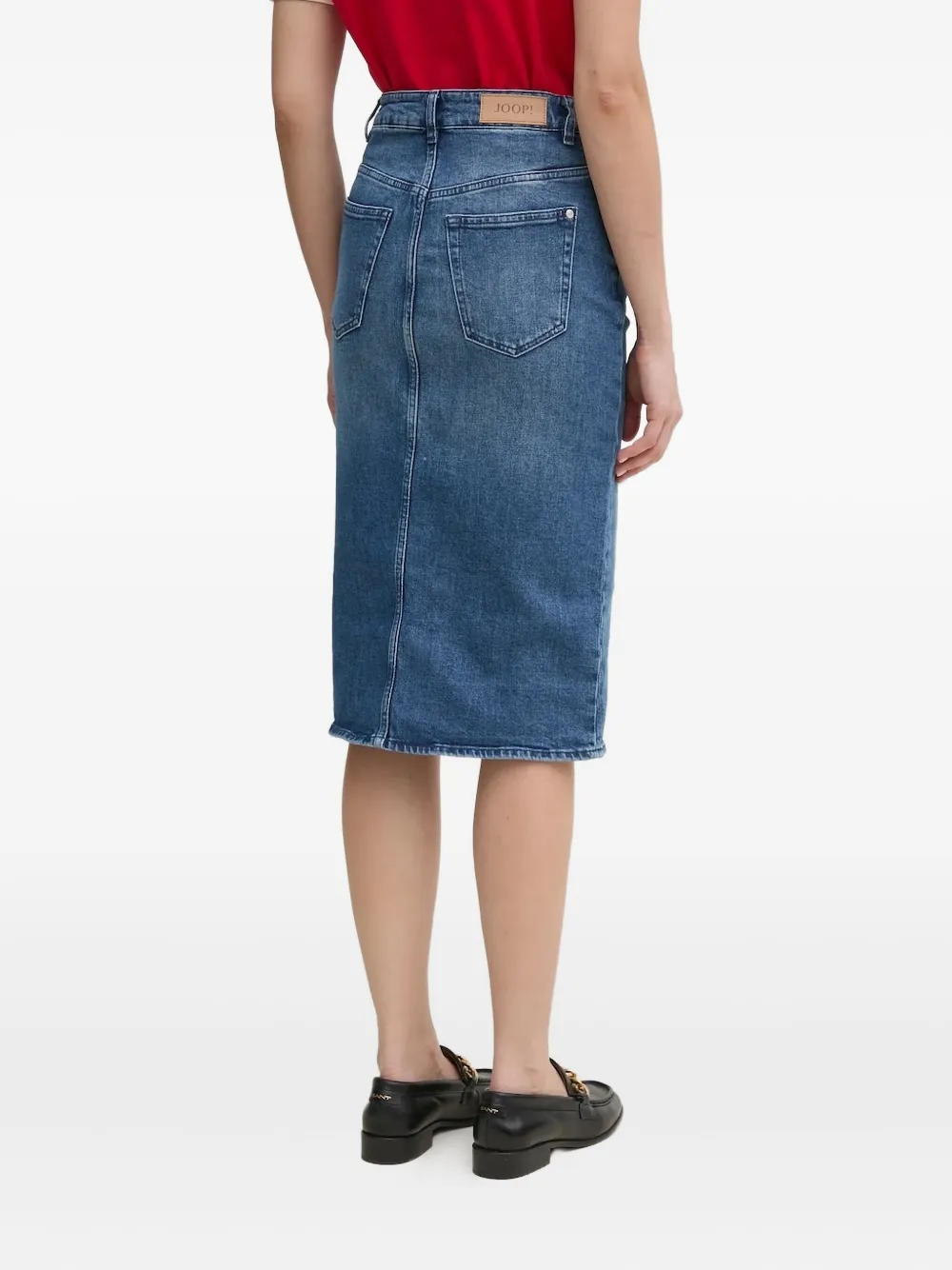 Joop! high-waisted split denim midi skirt Blauw