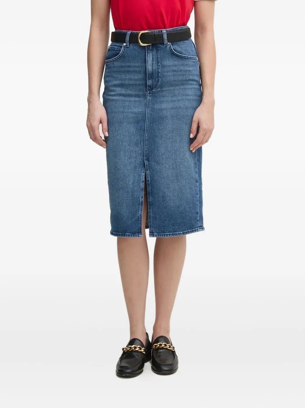 Joop! high-waisted split denim midi skirt Blauw