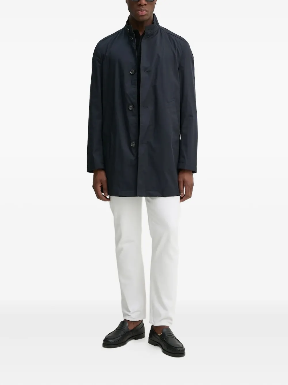 Joop! high-neck buttoned coat Blauw