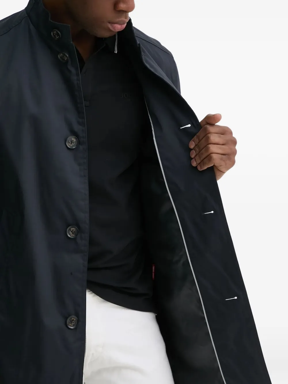 Joop! high-neck buttoned coat Blauw