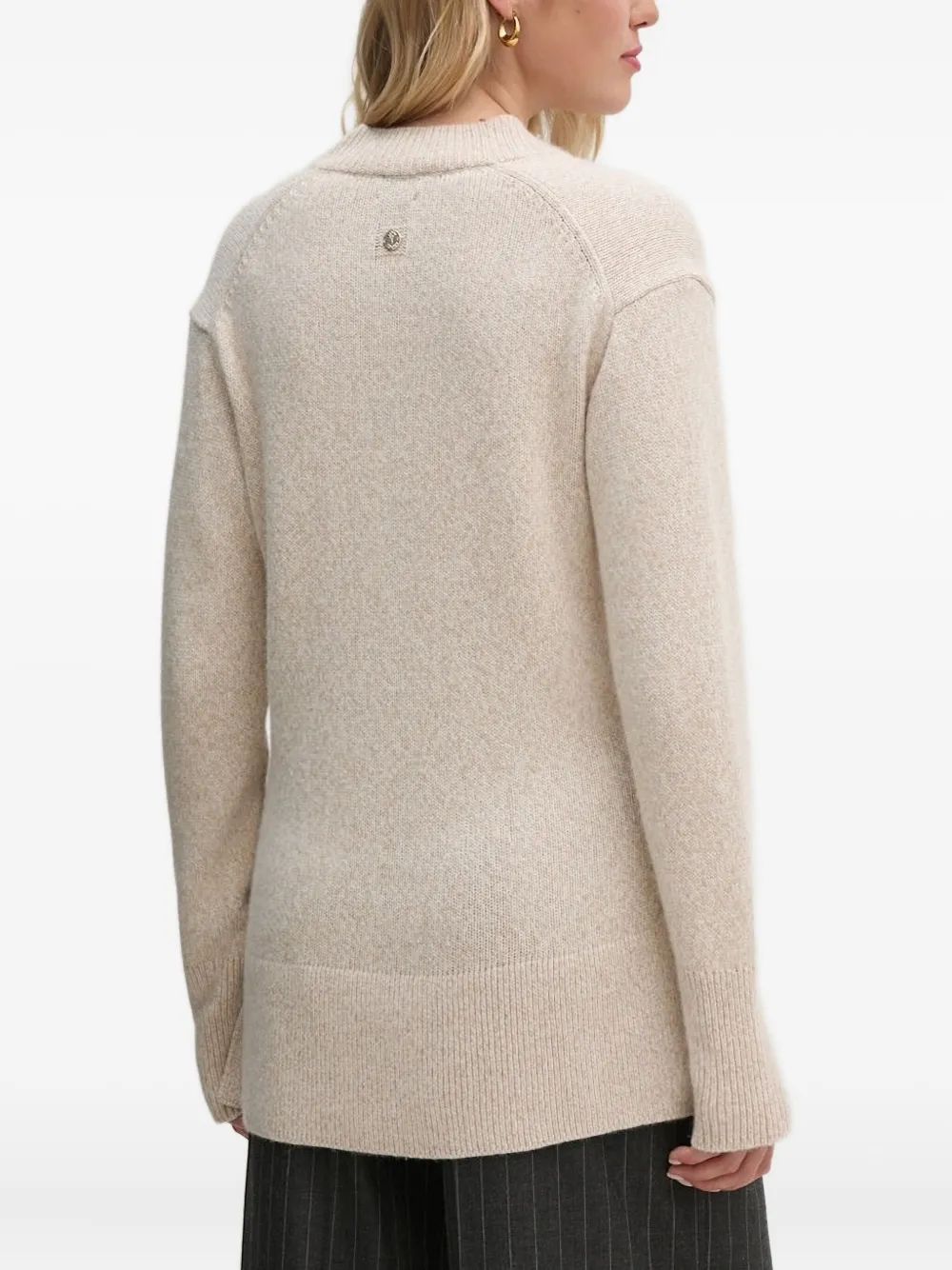 Joop V-neck Side-split Sweater In White