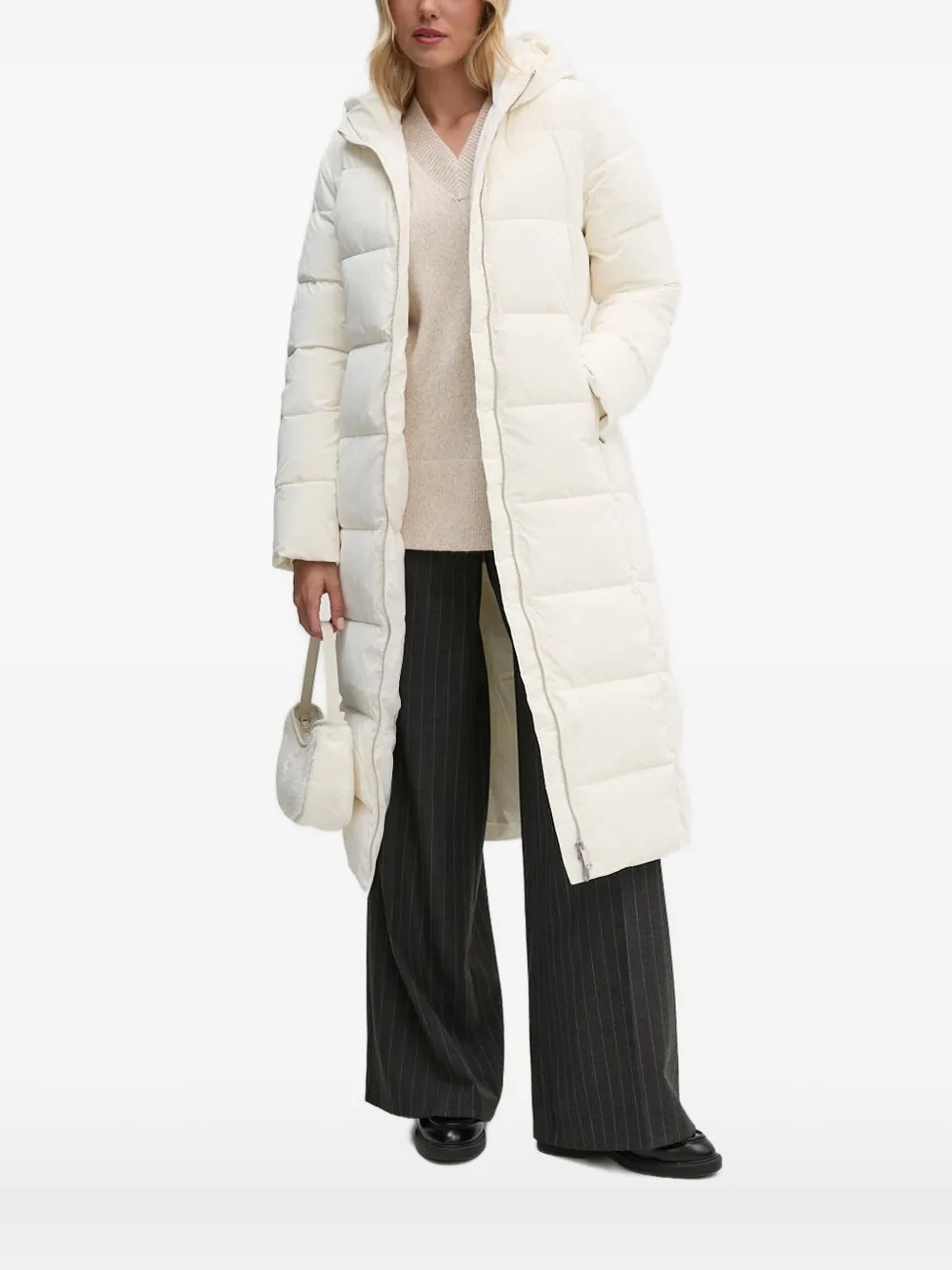 Joop V-neck Side-split Sweater In White
